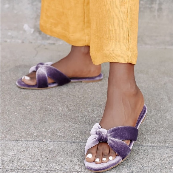 Lulus Shoes - 3️⃣for40 NEW Lulu’s Shadee Velvet Purple Slides Sandals US Women’s 6 Boutique